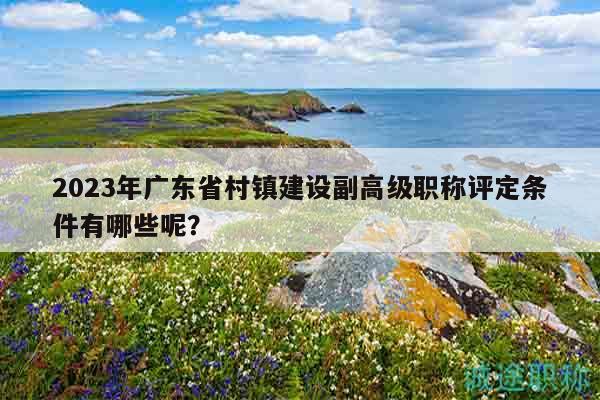 2023年广东省村镇建设副高级职称评定条件有哪些呢？