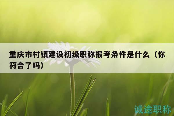 重庆市村镇建设初级职称报考条件是什么（你符合了吗）