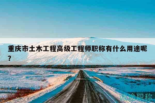 重庆市土木工程高级工程师职称有什么用途呢？