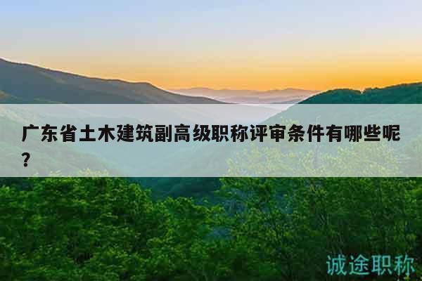 广东省土木建筑副高级职称评审条件有哪些呢？
