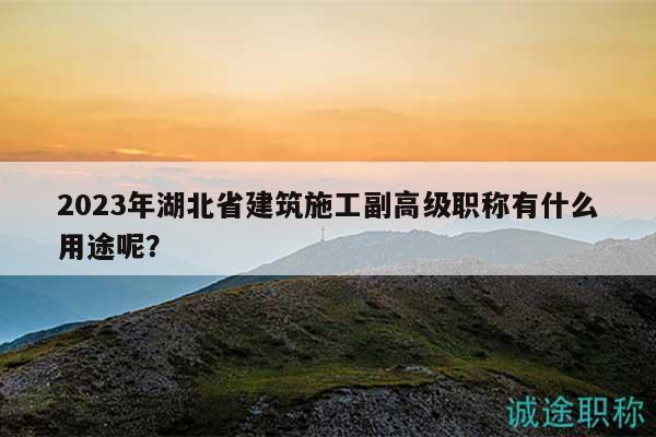 2023年湖北省建筑施工副高级职称有什么用途呢？