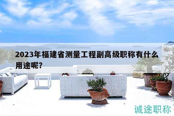 2023年福建省测量工程副高级职称有什么用途呢？