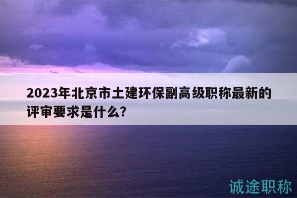 2023年北京市土建环保副高级职称最新的评审要求是什么？