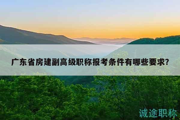 广东省房建副高级职称报考条件有哪些要求？
