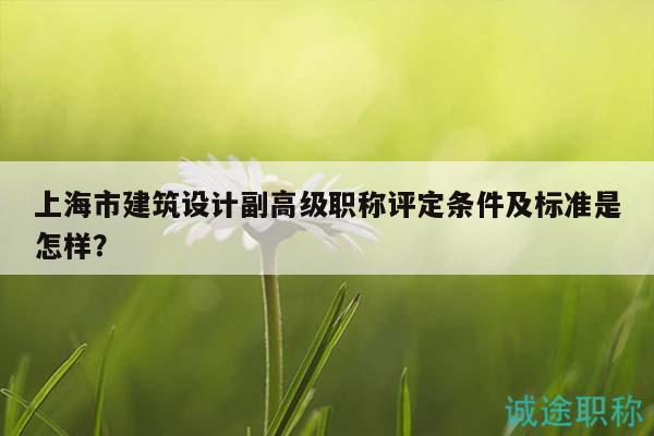 上海市建筑设计副高级职称评定条件及标准是怎样？