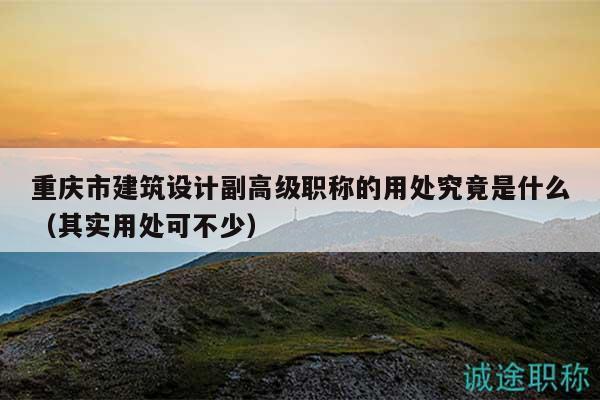 重庆市建筑设计副高级职称的用处究竟是什么（其实用处可不少）