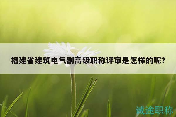 福建省建筑电气副高级职称评审是怎样的呢？