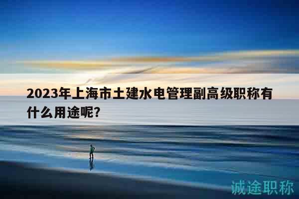 2023年上海市土建水电管理副高级职称有什么用途呢？