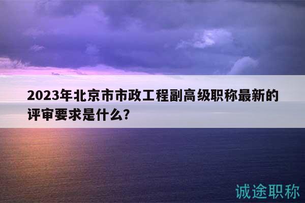 2023年北京市市政工程副高级职称最新的评审要求是什么？