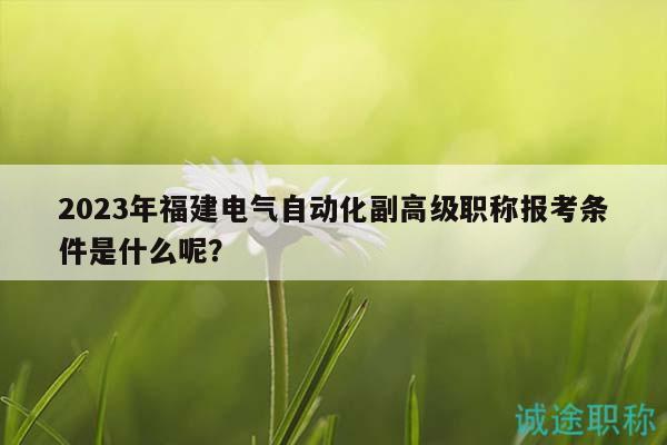 2023年福建电气自动化副高级职称报考条件是什么呢？