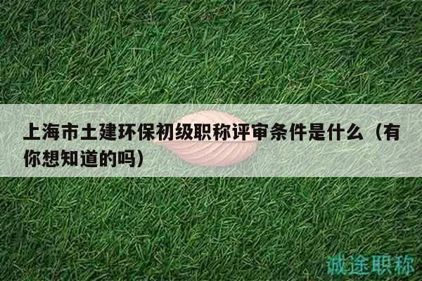 上海市土建环保初级职称评审条件是什么（有你想知道的吗）