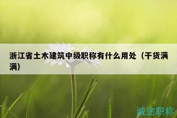 浙江省土木建筑中级职称有什么用处（干货满满）