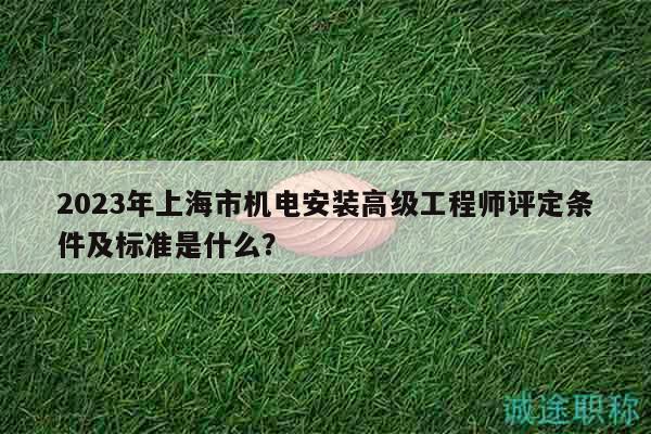 2023年上海市机电安装高级工程师评定条件及标准是什么？