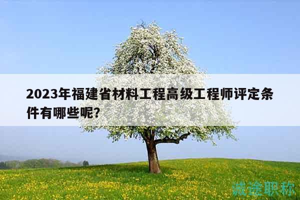 2023年福建省材料工程高级工程师评定条件有哪些呢？