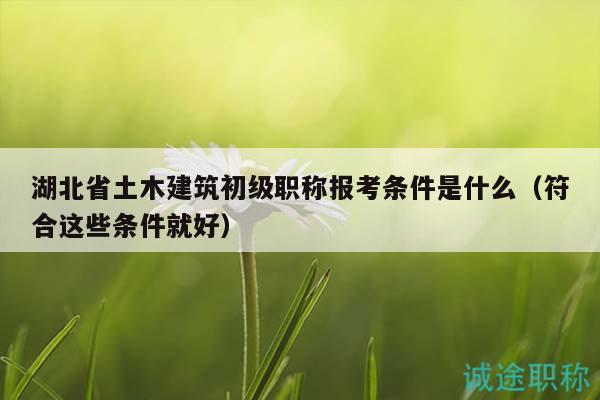 湖北省土木建筑初级职称报考条件是什么（符合这些条件就好）