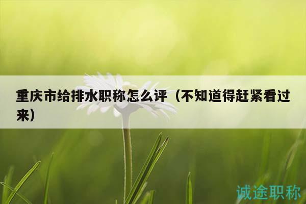 重庆市给排水职称怎么评（不知道得赶紧看过来）