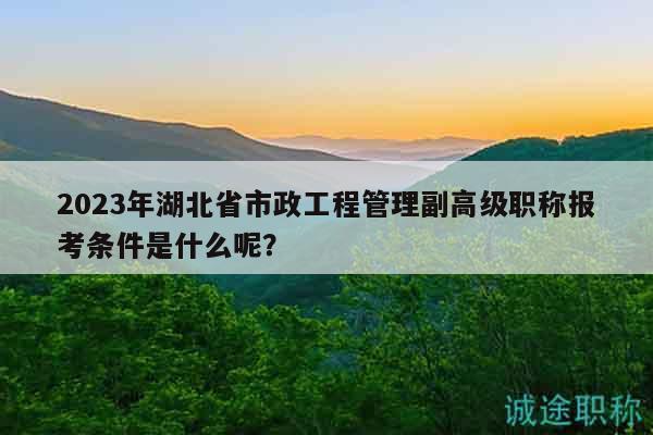 2023年湖北省市政工程管理副高级职称报考条件是什么呢？