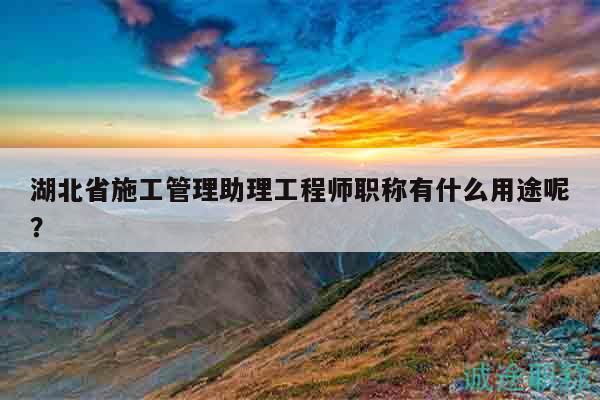 湖北省施工管理助理工程师职称有什么用途呢？