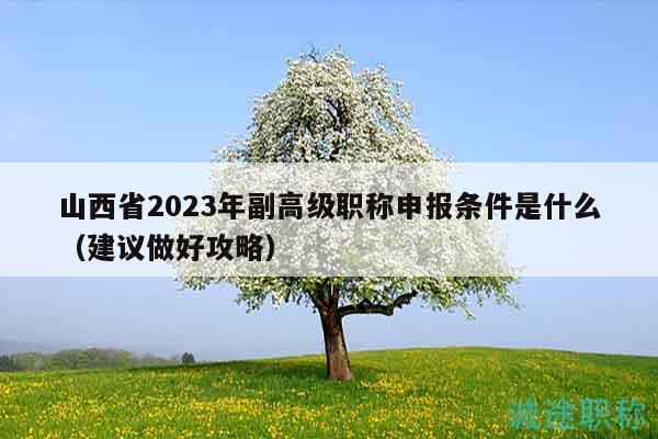 山西省2023年副高级职称申报条件是什么（建议做好攻略）