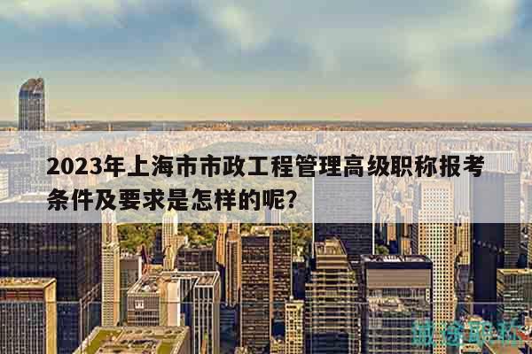 2023年上海市市政工程管理高级职称报考条件及要求是怎样的呢？