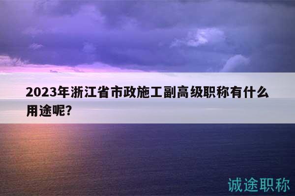 2023年浙江省市政施工副高级职称有什么用途呢？