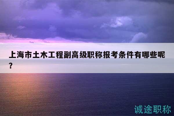 上海市土木工程副高级职称报考条件有哪些呢？