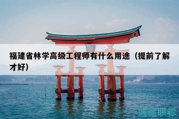 福建省林学高级工程师有什么用途（提前了解才好）