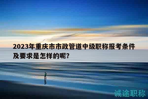 2023年重庆市市政管道中级职称报考条件及要求是怎样的呢？