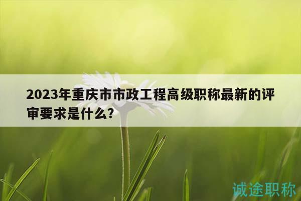 2023年重庆市市政工程高级职称最新的评审要求是什么？
