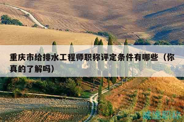 重庆市给排水工程师职称评定条件有哪些（你真的了解吗）