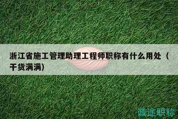 浙江省施工管理助理工程师职称有什么用处（干货满满）