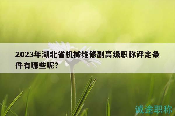 2023年湖北省机械维修副高级职称评定条件有哪些呢？
