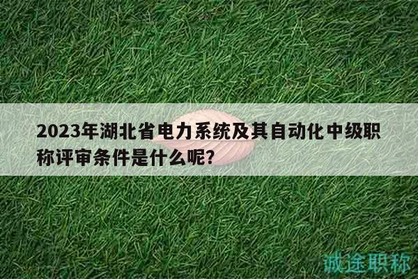 2023年湖北省电力系统及其自动化中级职称评审条件是什么呢？