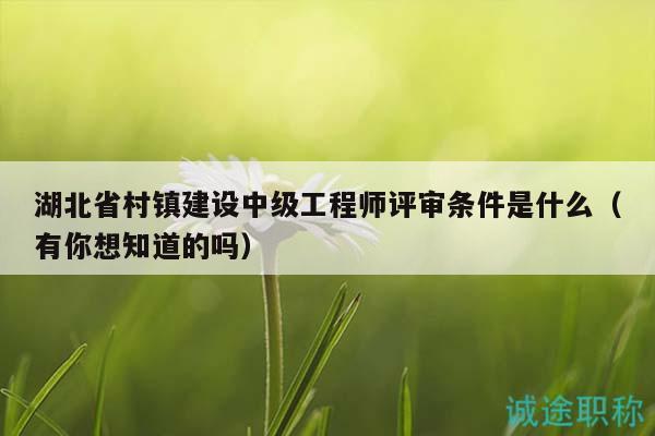 湖北省村镇建设中级工程师评审条件是什么（有你想知道的吗）