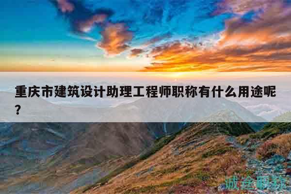 重庆市建筑设计助理工程师职称有什么用途呢？