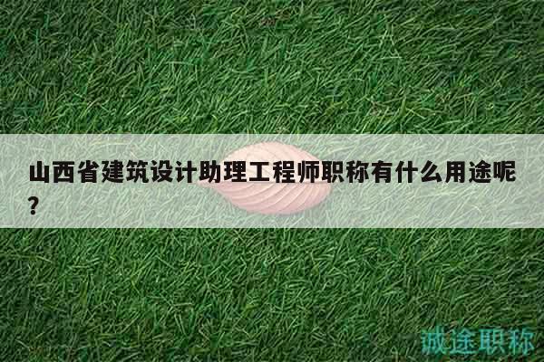 山西省建筑设计助理工程师职称有什么用途呢？