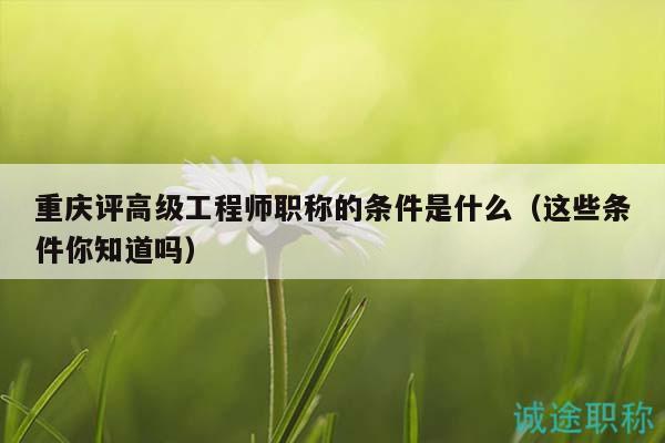 重庆评高级工程师职称的条件是什么（这些条件你知道吗）