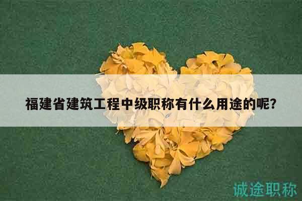 福建省建筑工程中级职称有什么用途的呢？