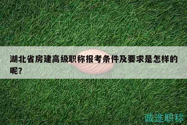 湖北省房建高级职称报考条件及要求是怎样的呢？
