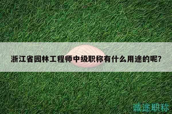 浙江省园林工程师中级职称有什么用途的呢？