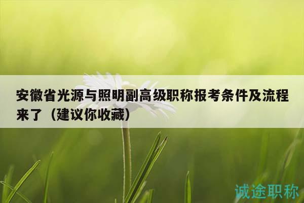 安徽省光源与照明副高级职称报考条件及流程来了（建议你收藏）