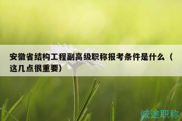安徽省结构工程副高级职称报考条件是什么（这几点很重要）