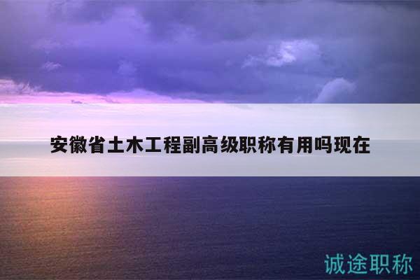 安徽省土木工程副高级职称有用吗现在