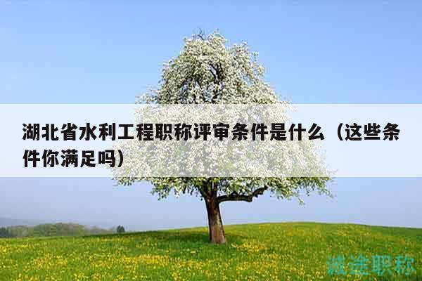 湖北省水利工程职称评审条件是什么（这些条件你满足吗）