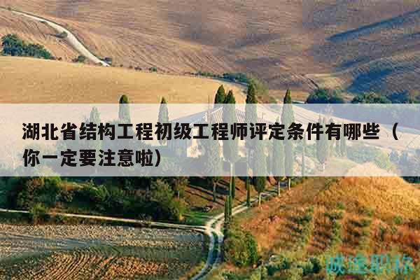 湖北省结构工程初级工程师评定条件有哪些（你一定要注意啦）