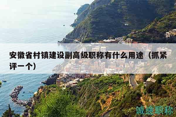 安徽省村镇建设副高级职称有什么用途（抓紧评一个）