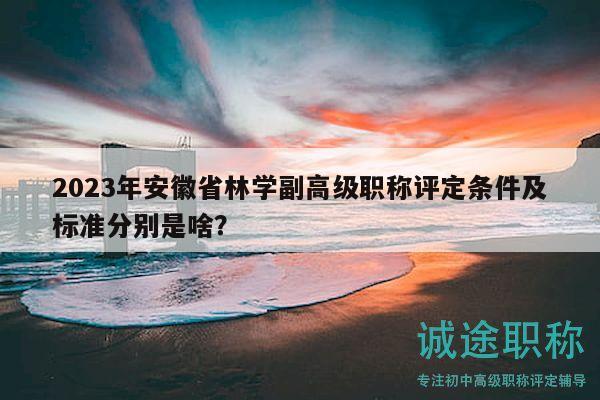 2023年安徽省林学副高级职称评定条件及标准分别是啥？