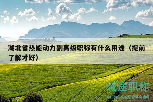 湖北省热能动力副高级职称有什么用途（提前了解才好）