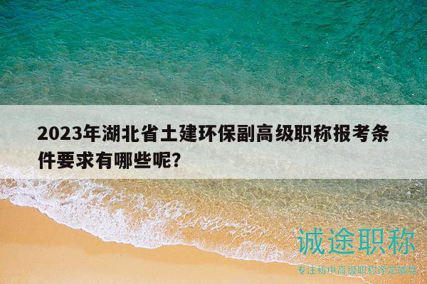 2023年湖北省土建环保副高级职称报考条件要求有哪些呢？