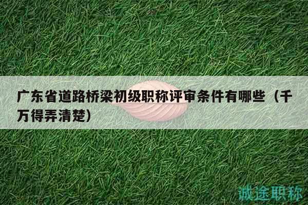 广东省道路桥梁初级职称评审条件有哪些（千万得弄清楚）